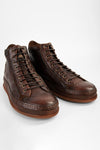 COLE men sneakers trainers high cognac brown luxury calf leather distressed made in italy