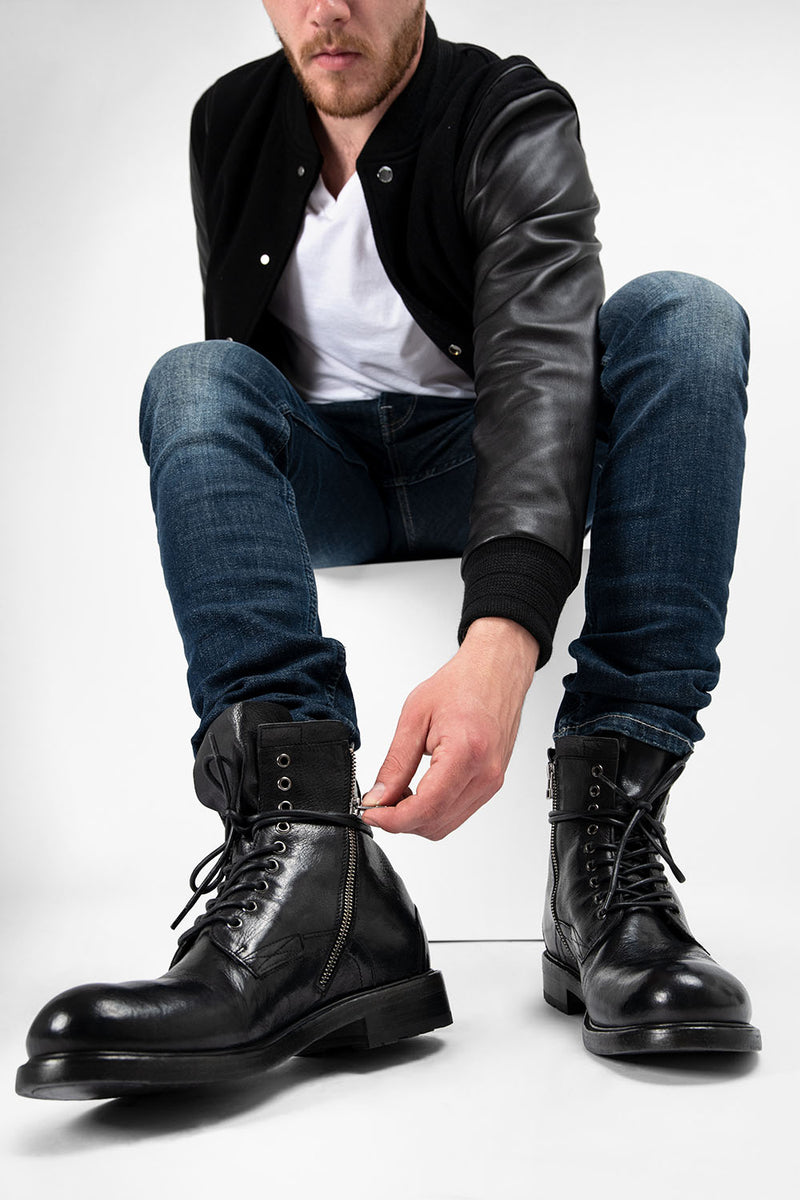 Men BOOTS Military CURZON Black Bufalo-Leather UNTAMED STREET