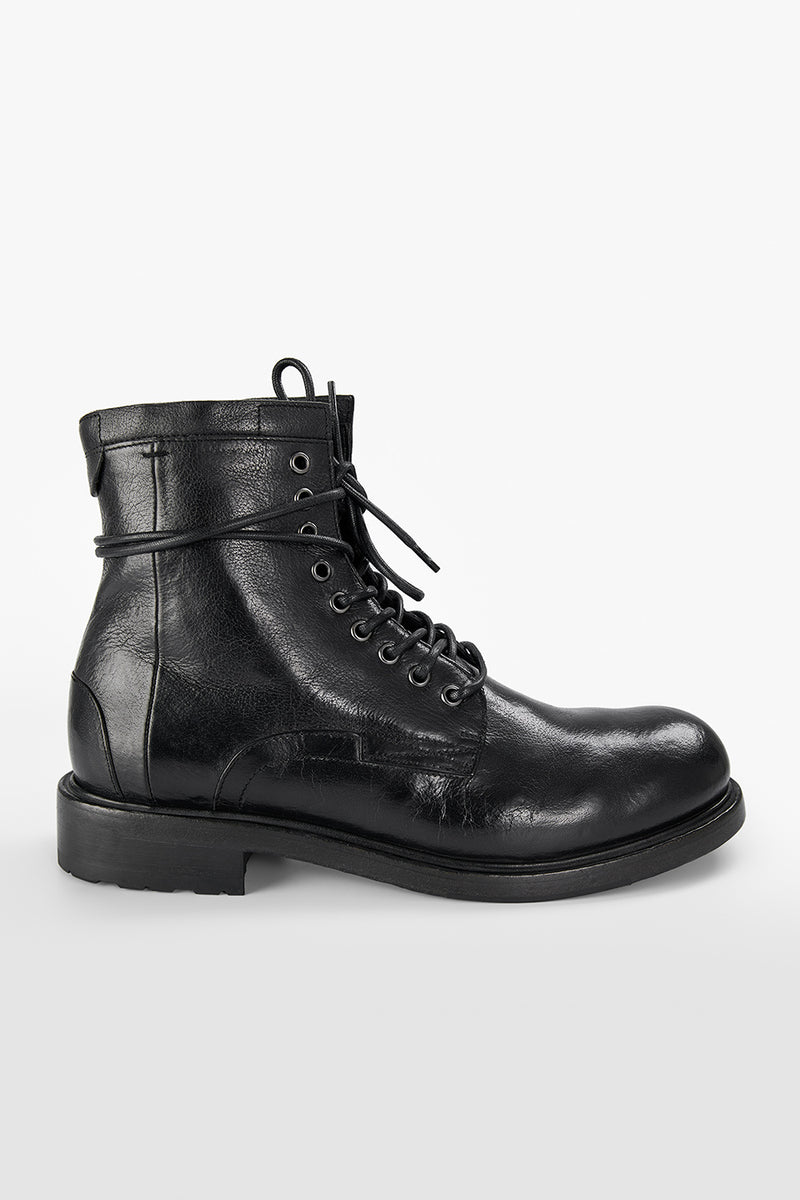 Black Leather Man Made Leather Boots Handmade Italian Leather