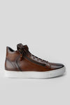 SOHO cocoa-brown patina high sneakers.
