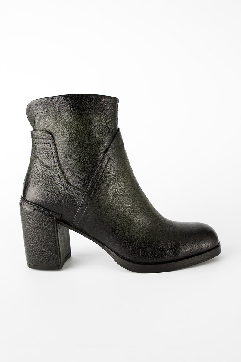 RICHMOND dark-green mid heel boots.