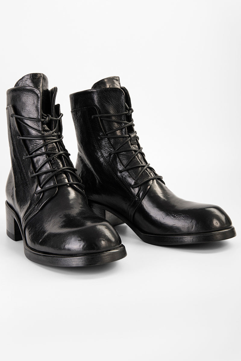 EXETER jet-black lace-up boots.