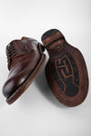 EYTON men derby shoes brown luxury leather distressed made in italy