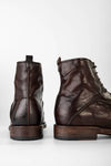 EYTON men lace-up military boots brown luxury leather distressed made in italy