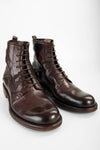 EYTON men lace-up military boots brown luxury leather distressed made in italy