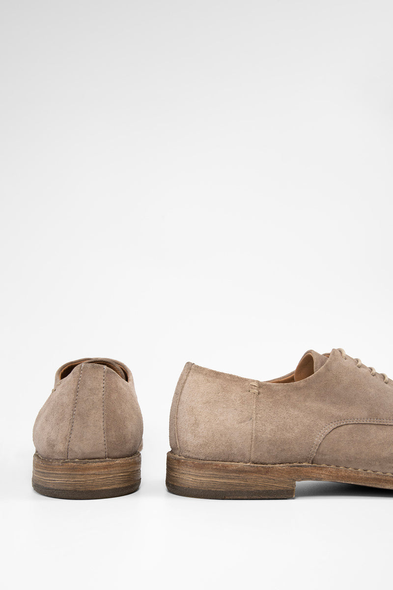 HAVEN sandstone suede apron derby shoes.