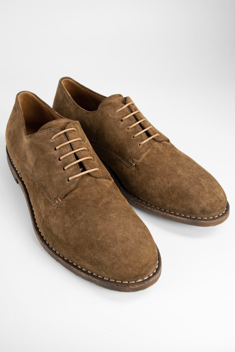 HAVEN desert-dust suede derby shoes.