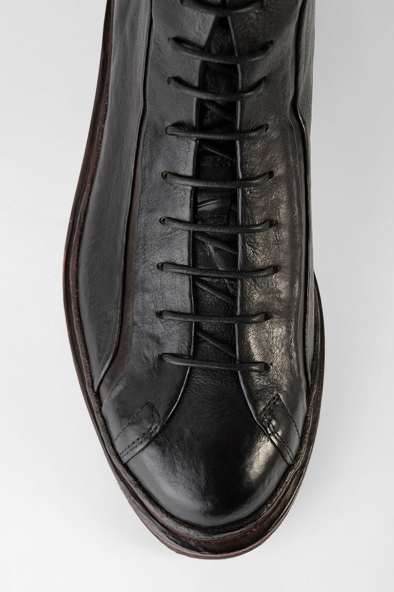 HOVE jet-black welted lace-up boots.