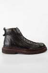 HOVE jet-black welted lace-up boots.