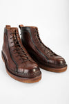 HOVE cognac grained welted lace-up boots.