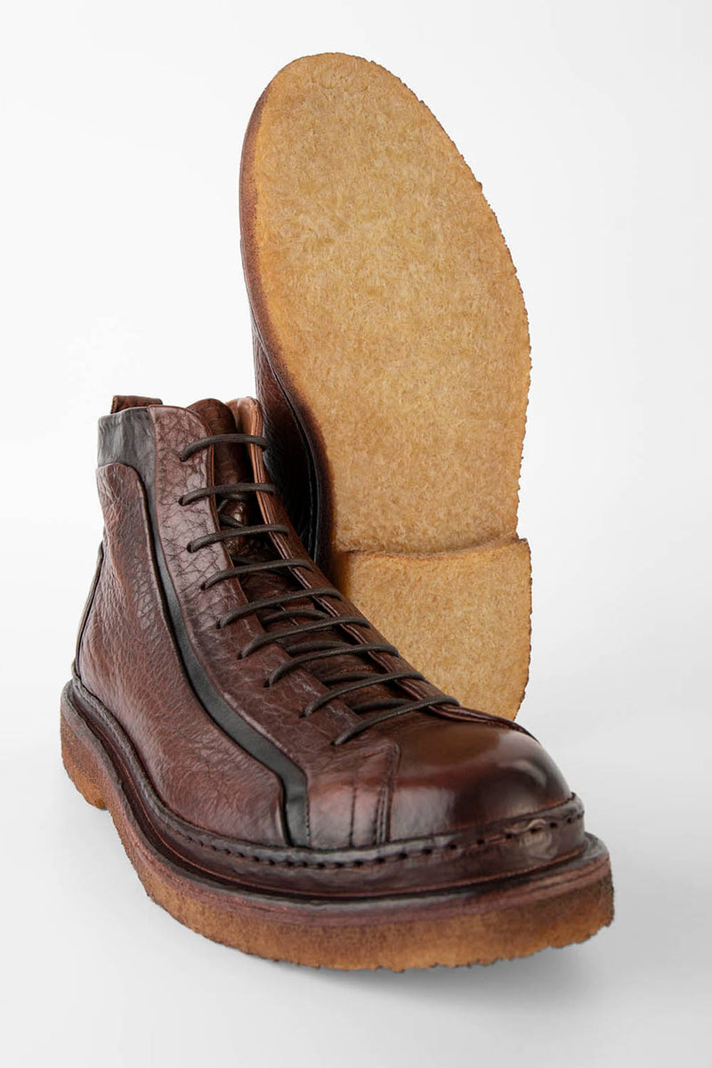 HOVE cognac grained welted lace-up boots.