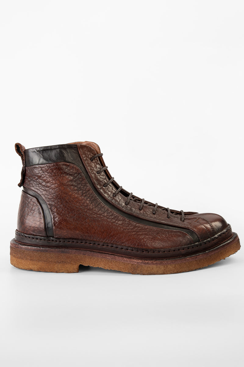 HOVE cognac grained welted lace-up boots.