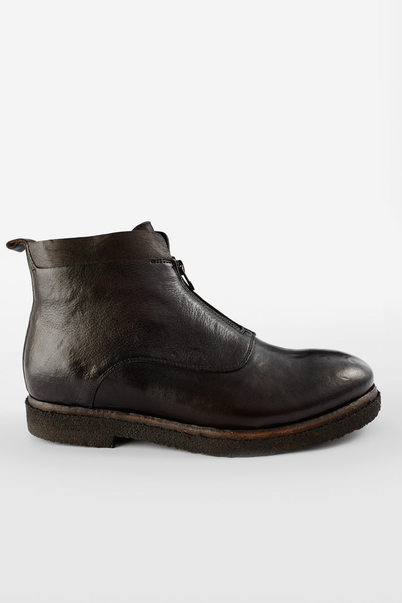 BROMPTON dark-cocoa ankle boots.