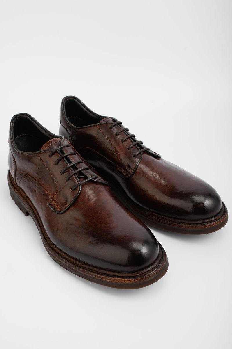 LENNOX dark-cocoa derby shoes.