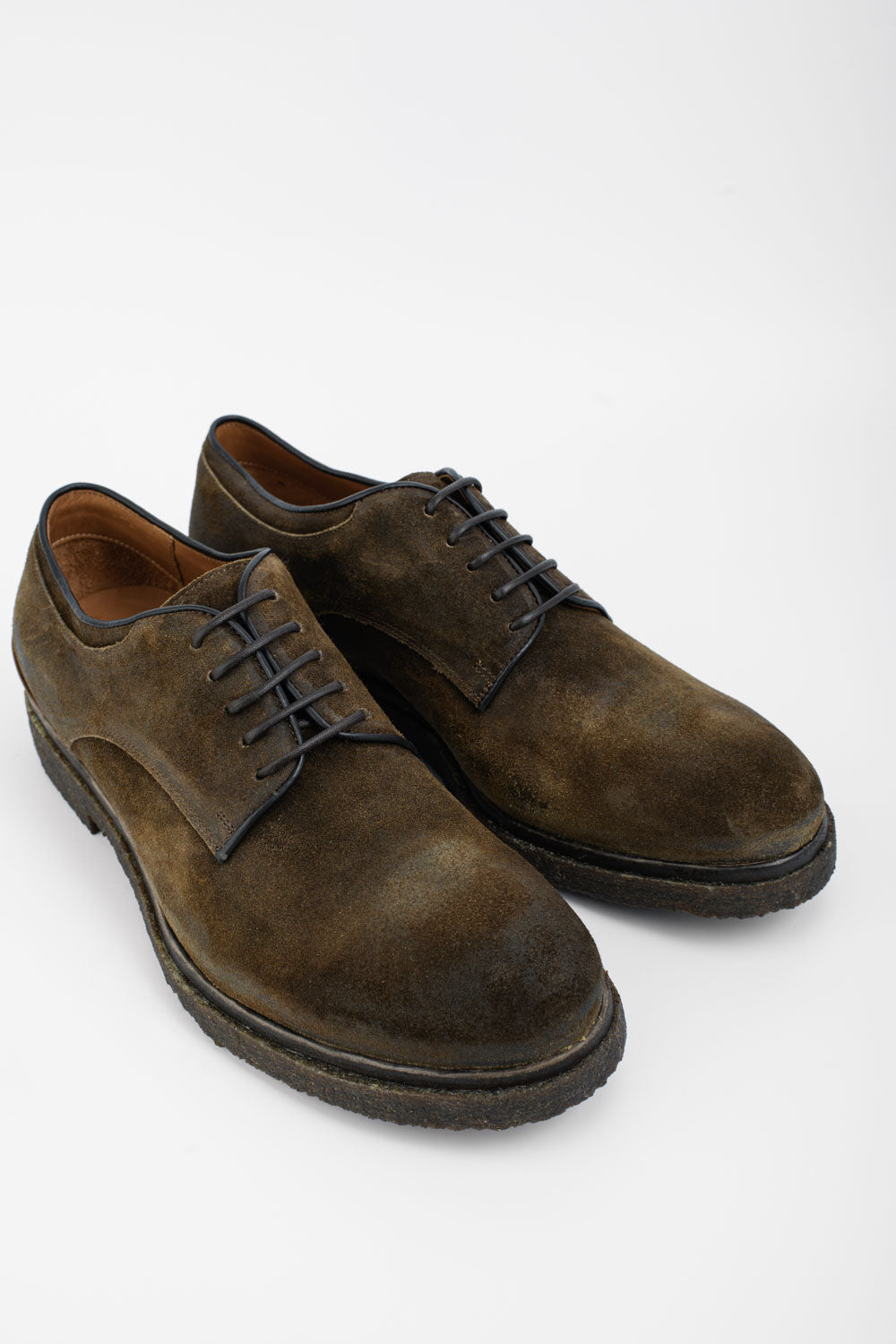 BROMPTON tundra-brown suede derby shoes.