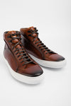 SOHO EDGE cocoa-brown patina high sneakers.