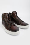 SOHO chestnut patina high sneakers.