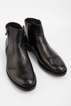 SLOANE dark-cocoa double-zip ankle boots.