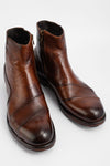 ASTON EDGE cognac laceless ankle boots.