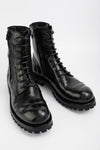 CAMDEN tar-black double-zip military boots.