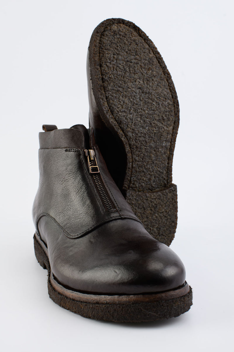 BROMPTON dark-cocoa ankle boots.