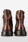 YORK raw-brown welted double-zip ankle boots.