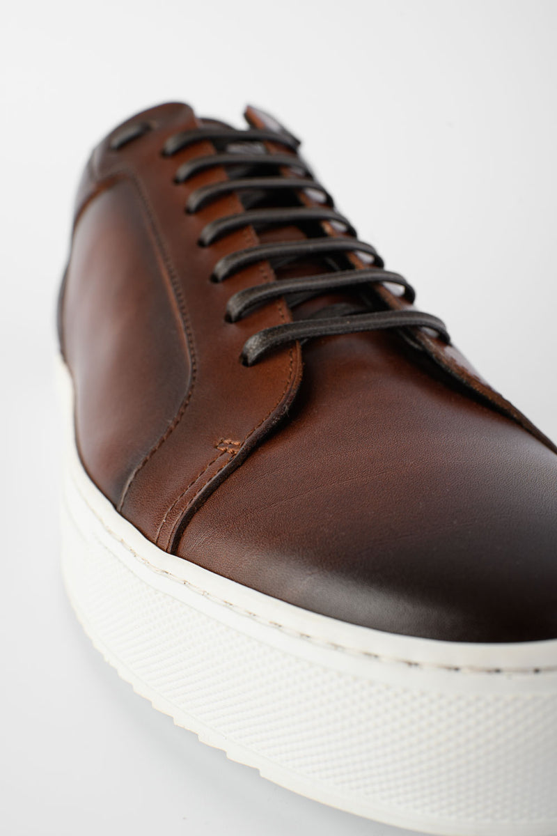 SOHO cocoa-brown patina sneakers.