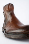 YORK raw-brown welted double-zip ankle boots.