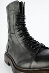 UNTAMED STREET Men Black Buffalo-Leather Military Boots YORK