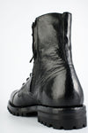 CAMDEN tar-black double-zip military boots.