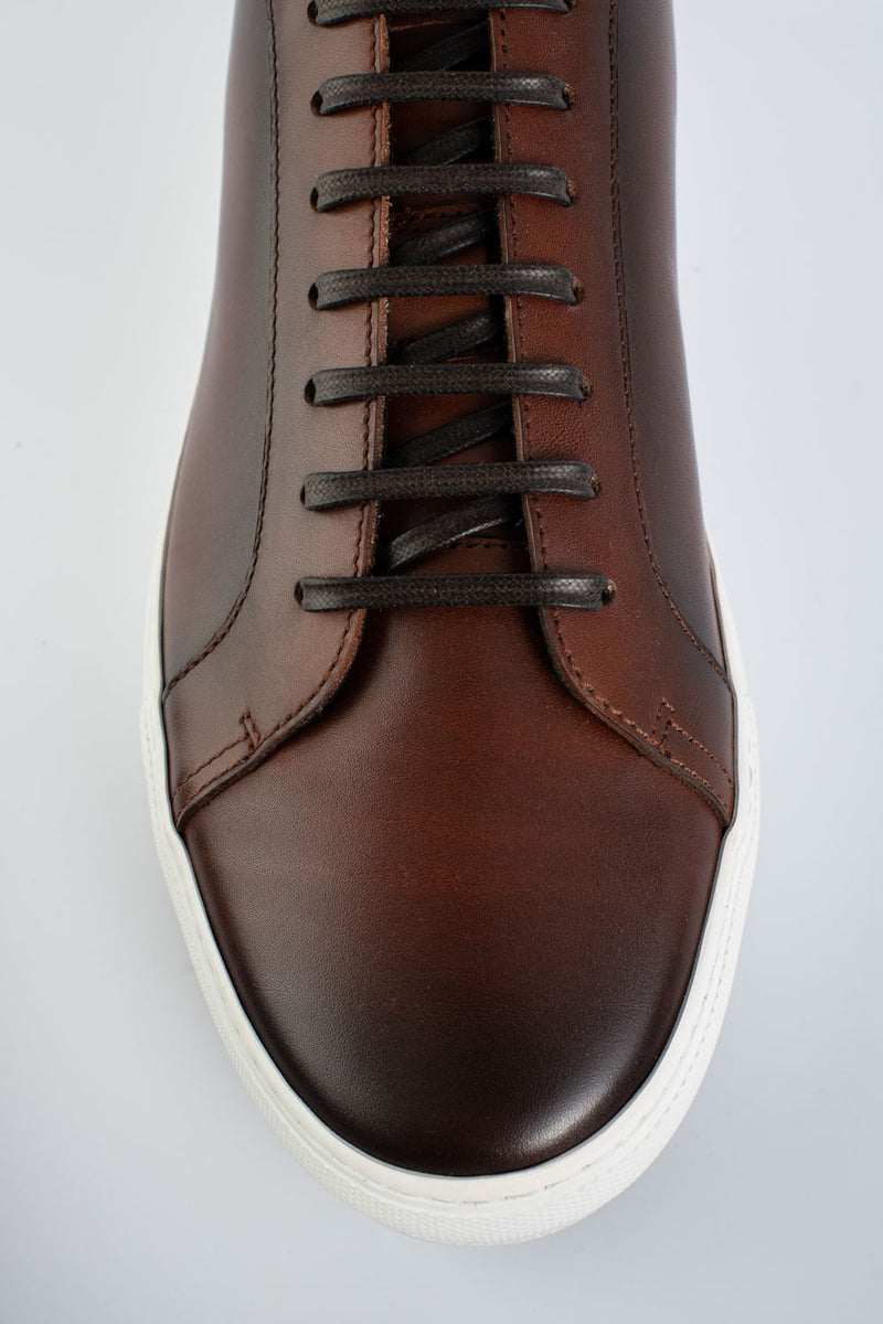 SOHO cocoa-brown patina sneakers.