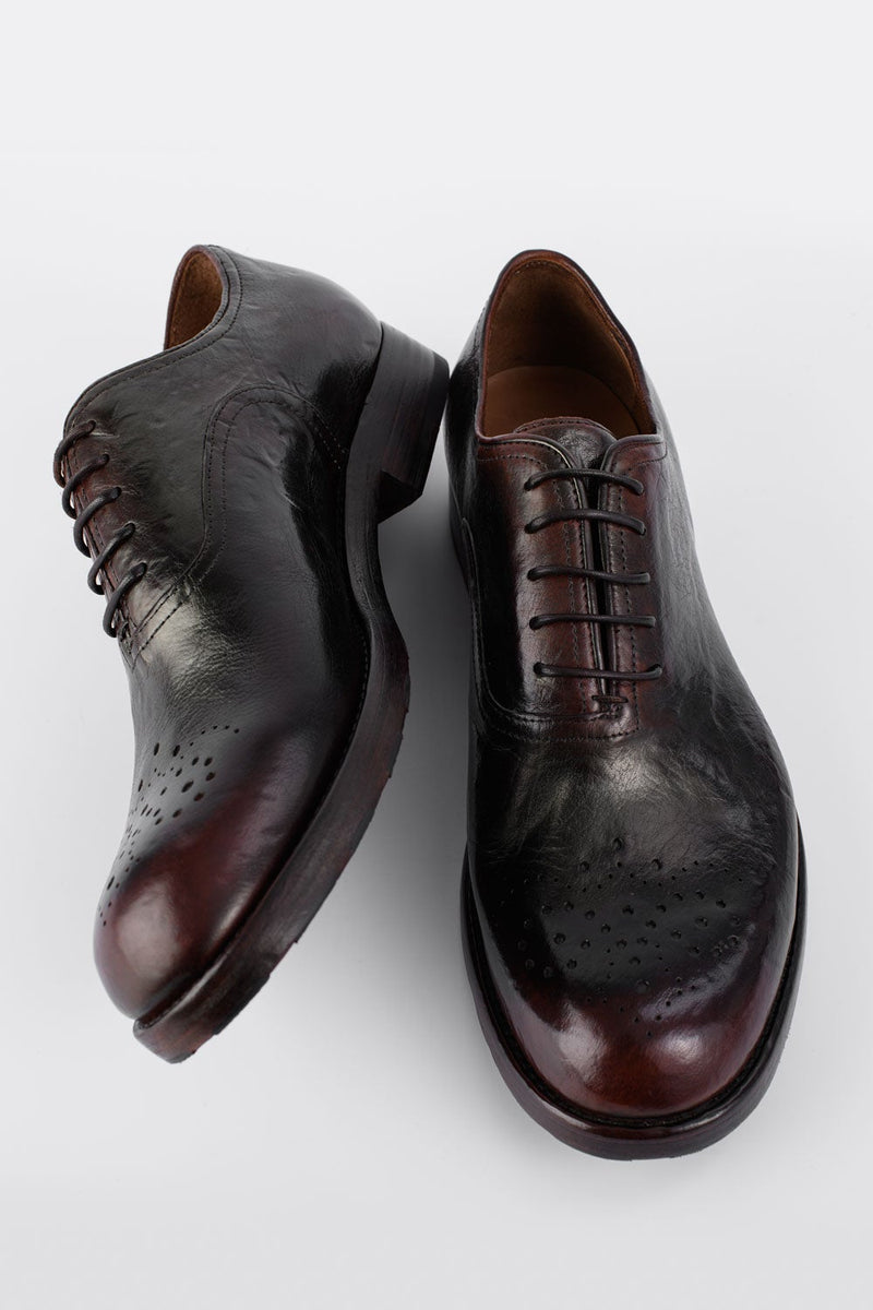 ASTON charcoal-ember oxford shoes.