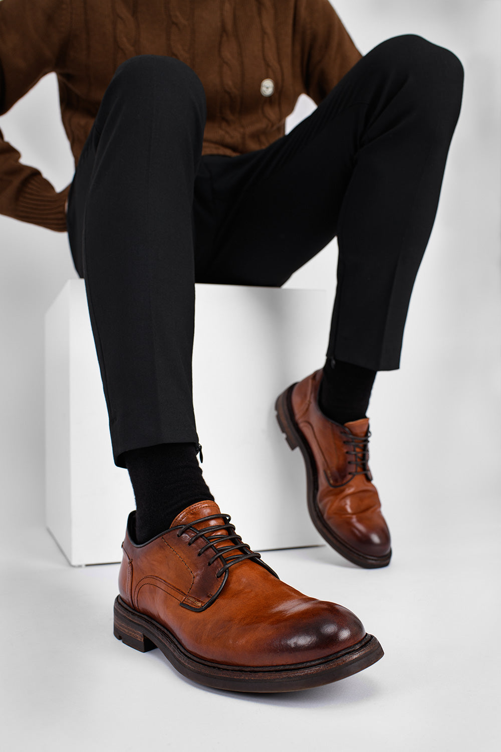 BROMPTON tundra-brown suede derby shoes, untamed street