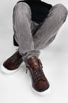 SOHO chestnut patina high sneakers.