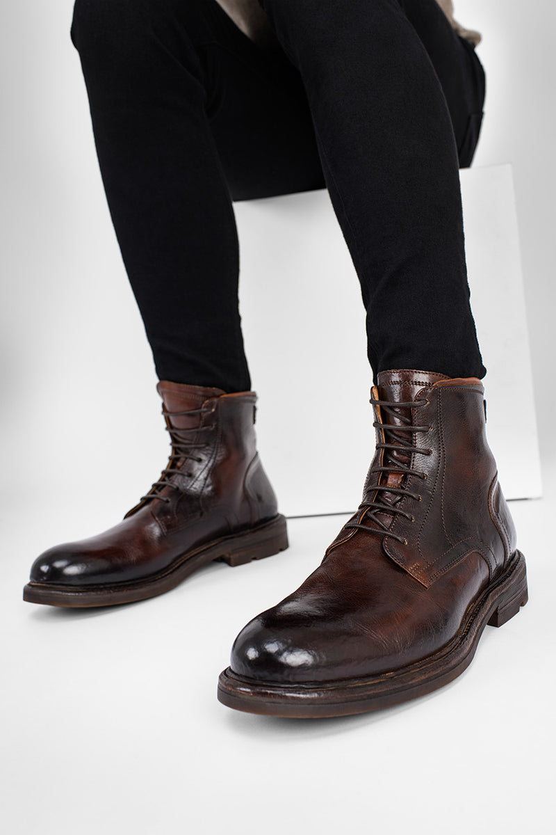 LENNOX rich-cocoa military boots.