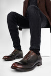 ASTON charcoal-ember oxford shoes.