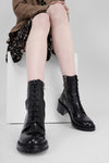 REGENT tar-black lace-up boots.