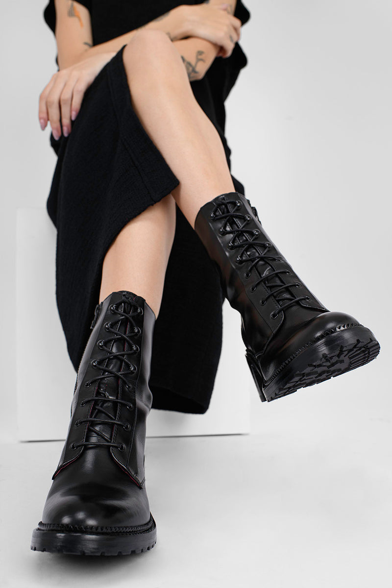 REGENT royal-black lace-up boots.