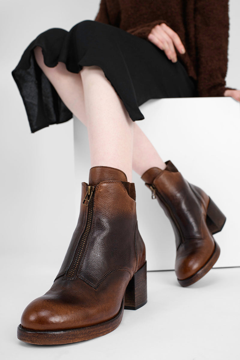 BERKELEY burnt-caramel ankle boots.