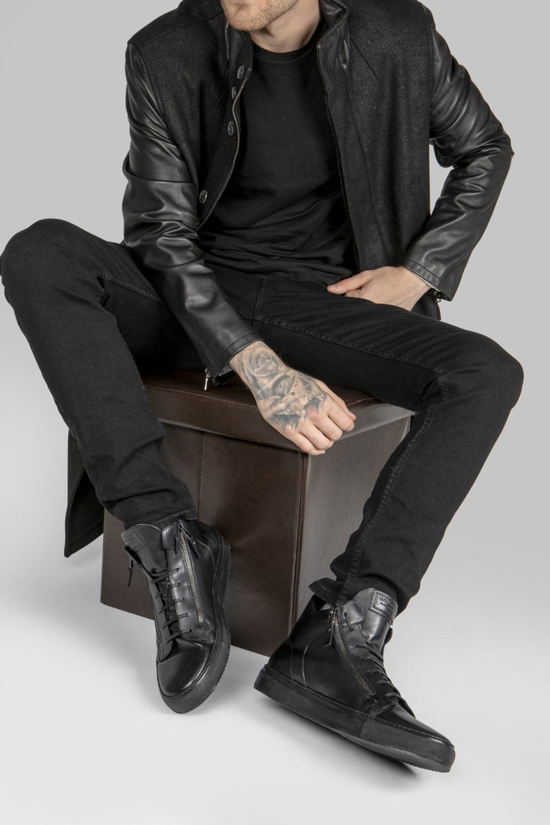 High Top Sneakers Outfit Black Men's Sneakers Leather SOHO