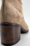 RILEY light-sand suede boots.