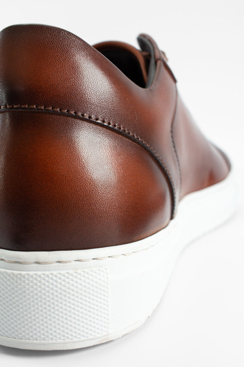 SOHO cocoa-brown patina sneakers.