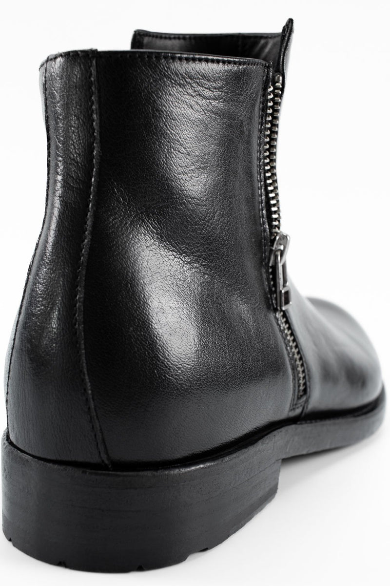 SLOANE urban-black double-zip ankle boots.