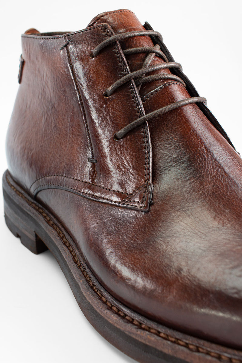 CS004-Brown Cow Leather Chukka Laces Boot