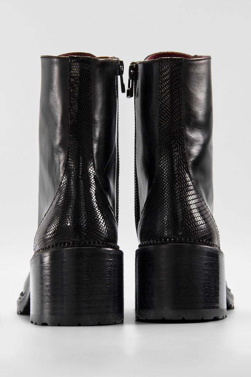 REGENT royal-black lace-up boots.