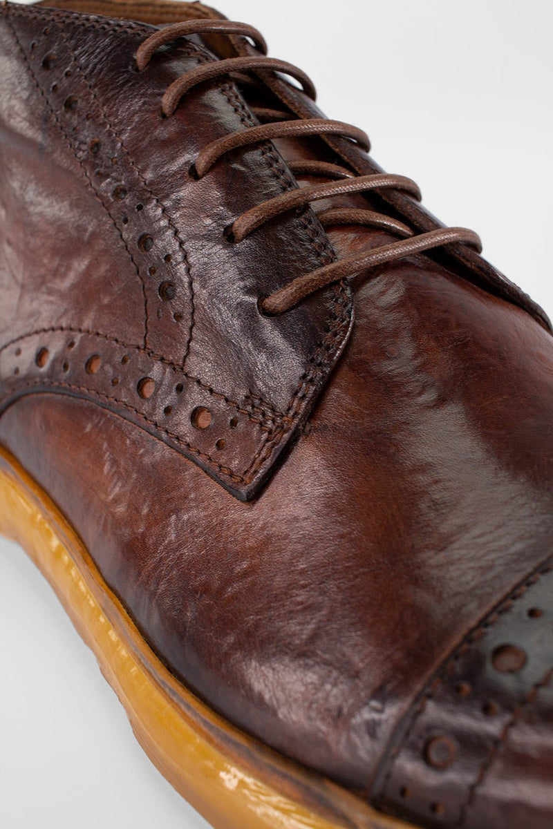 HAMPTON rich-umber brogue chukka boots.