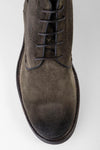 LENNOX dark-moss suede ankle boots.