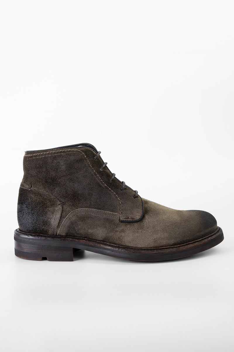 LENNOX dark-moss suede ankle boots.