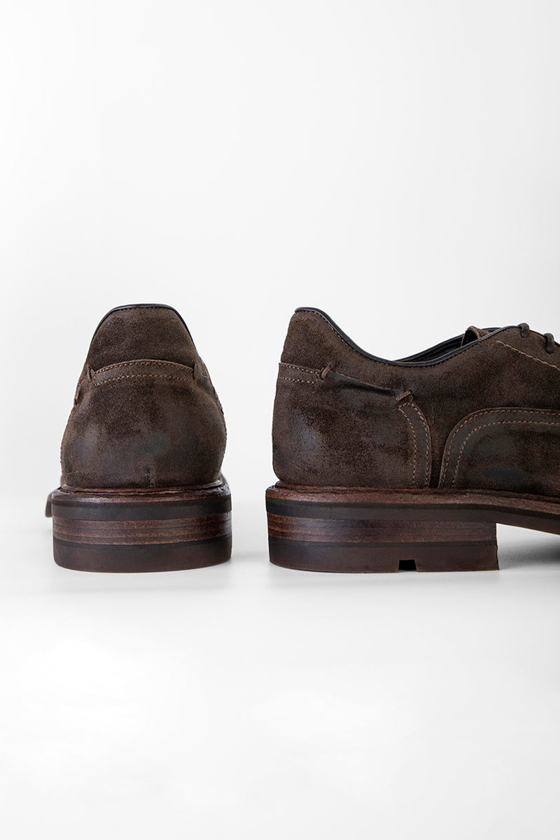 LENNOX java-brown suede derby shoes.