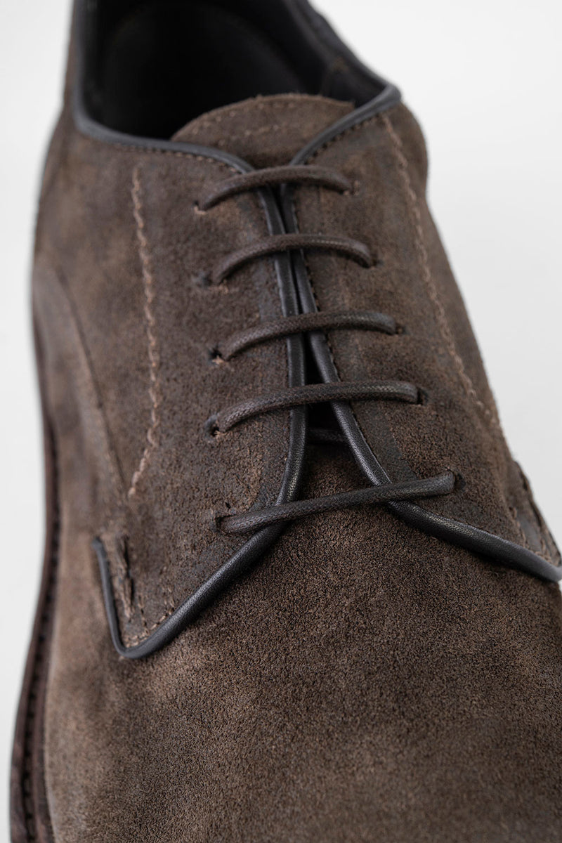LENNOX java-brown suede derby shoes.